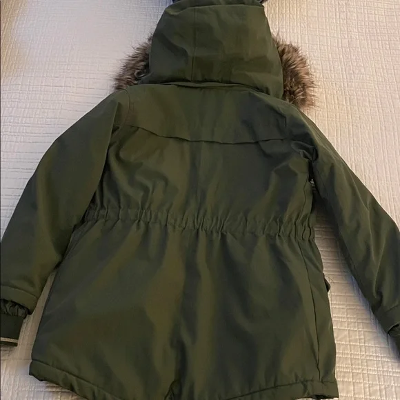 Green Hooded Parka with Faux Fur Trim - Picture 2 of 2